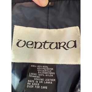 Ventura Plaid Wool Blend Blazer Jacket Women's Size S Blue White Collar Detail